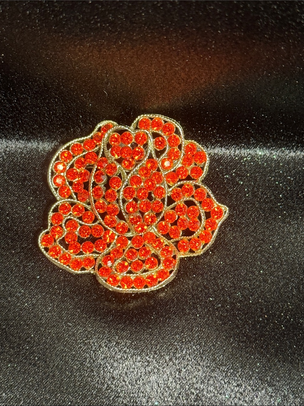 Red Crystal Floral Brooch - Vintage Weiss